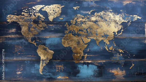 Fototapeta Vintage Cartographic Map with Compass Rose and Parchment Texture