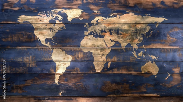 Obraz Vintage Cartographic Map with Compass Rose and Parchment Texture