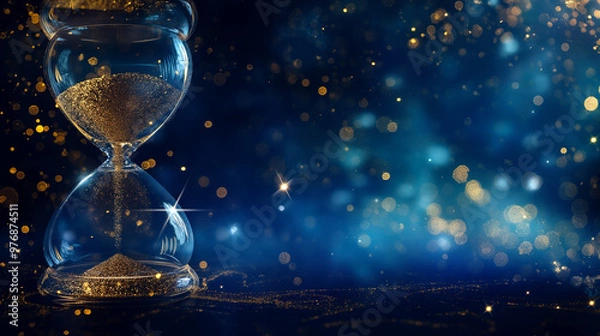 Fototapeta Cosmic hourglass with sparkling dust-like particles background