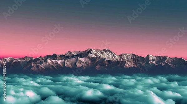 Obraz Sunrise Over Snow-Capped Mountain with Clouds