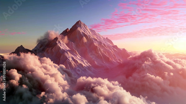 Obraz Sunrise Over Snow-Capped Mountain with Clouds