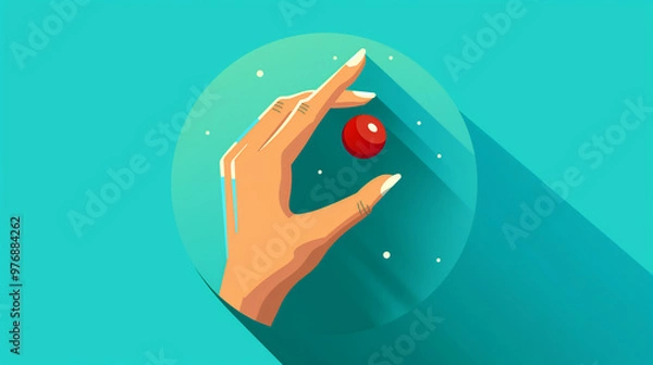 Obraz Minimalist Hand Holding Red Pill Illustration
