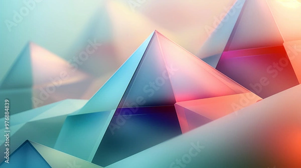 Fototapeta Minimalist Geometric Shapes with Soft Pastel Gradient Background