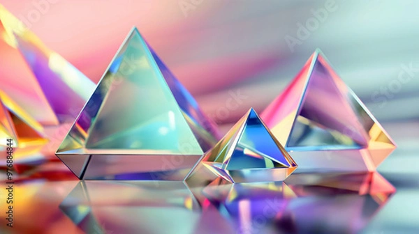 Fototapeta Minimalist Geometric Shapes with Soft Pastel Gradient Background