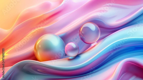 Fototapeta Delicate Floating Bubble with Rainbow Reflection