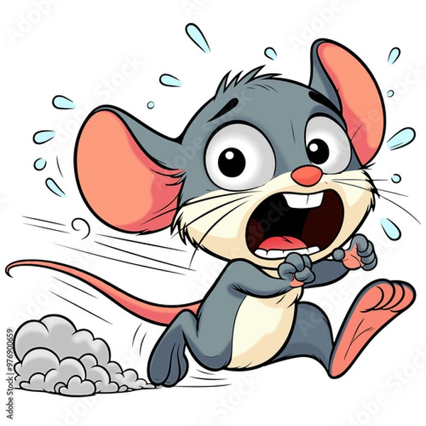 Fototapeta The mouse got scared and ran