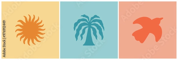 Obraz Abstract Boho Sea Vector Icon. Groovy And Wavy Organic Silhouette for Contemporary Summer Logo, Print. Boho Hand Drawn Coastal Design. Modern Poster with Irregular Cutout Sea Shape. Naive Art Style