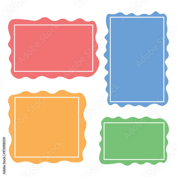 Obraz Illustration four wavy rectangular frames colorful outlined with border for quotes or text