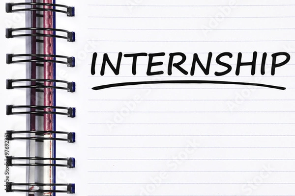 Fototapeta internship words on spring note book