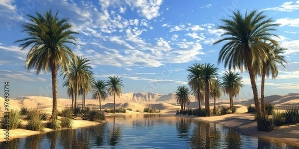 Obraz desert oasis with palm trees 