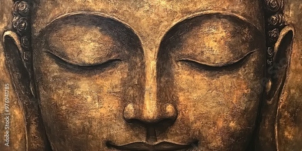 Obraz serene face of a meditating Buddha 