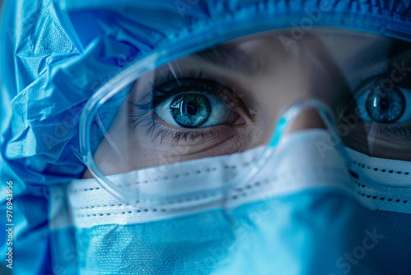 Obraz Covid global sefety campaign, Generative AI photo of people in protective facial mask quarantine pandemia