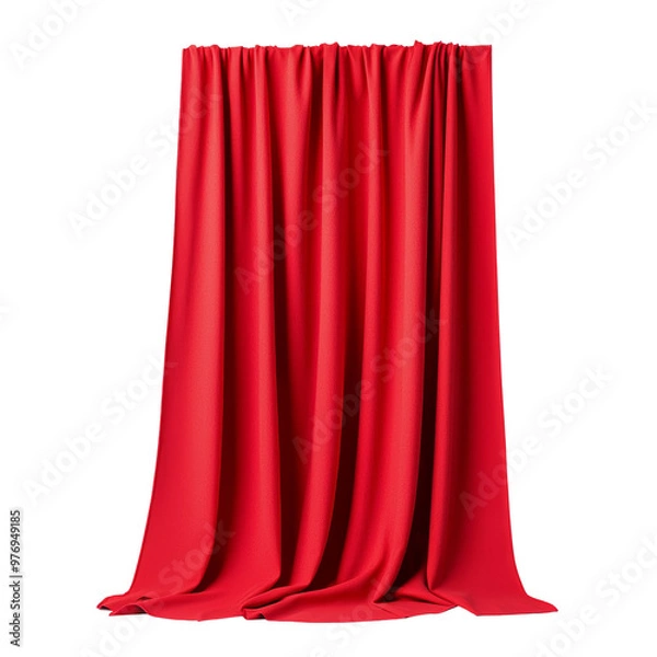 Obraz Red fabric curtain draped elegantly, ideal for backdrop or stage