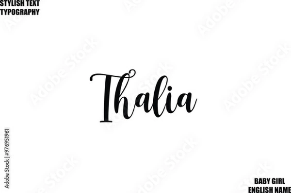 Fototapeta Baby Girl Name Stylish Cursive Text Typography  Thalia.