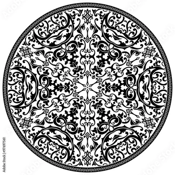 Fototapeta Batik Floral and Swirl Circle