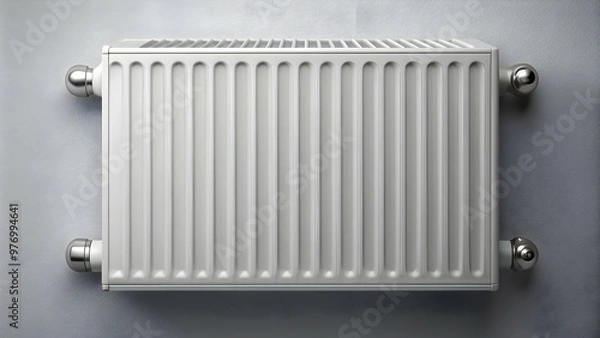 Fototapeta Heating radiator with temperature control knobs, radiator, heating, home, warmth, interior, energy-efficient