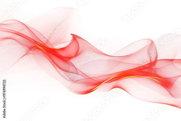 Obraz Abstract red flowing waves png light overlay effect, transparent background