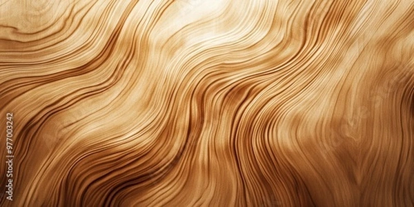 Obraz Abstract wood grain texture with flowing, wavy lines and warm, golden hues, creating an elegant and natural pattern that adds depth and movement to the surface