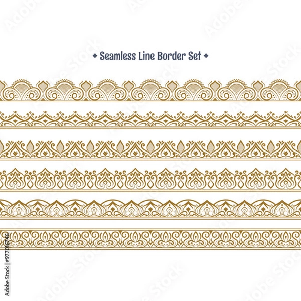 Fototapeta luxury set ethnic border patterns seamless pattern in vintage style european dividing line page border or fabric pattern