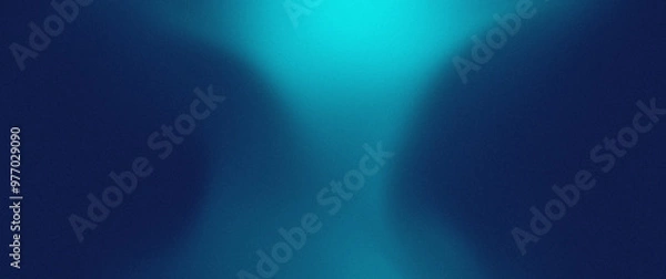Fototapeta Neon Blue light glowing grainy gradient, dark background noisy texture abstract banner header cover design