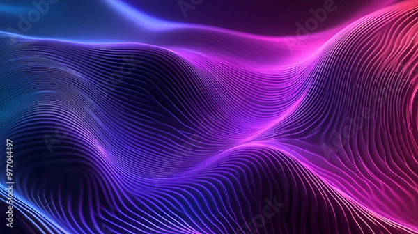 Fototapeta holographic iridescent neon curved wave in motion dark background ,Gradient design element for banners, backgrounds, wallpapers and covers, abstract background with smooth lines