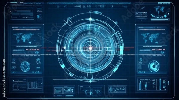 Obraz Futuristic Technology Background, HUD, User Interface, Cyberspace, Internet, Global Communication