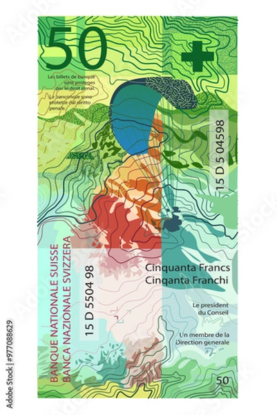 Fototapeta Vector stylized image of sixty Swiss francs.