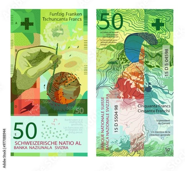 Fototapeta Vector stylized image of sixty Swiss francs.