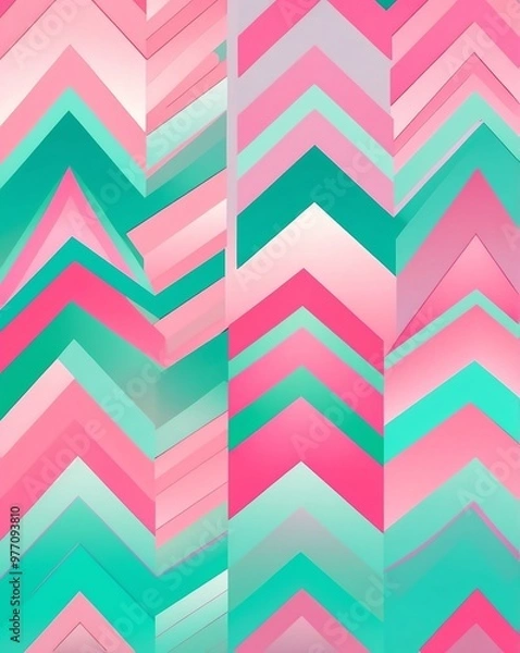 Obraz Pastel gradient of pink and mint zigzags