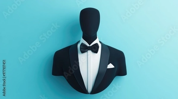 Fototapeta Abstract Background Of A Gentleman In A Tuxedo Suit 3D Realistic Illustration