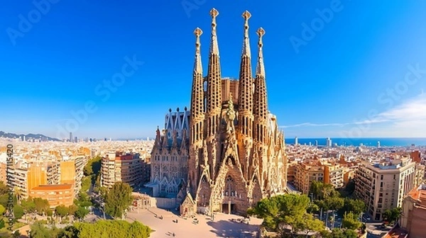 Obraz Striking Modern Architecture of the Iconic Sagrada Familia in Barcelona Spain 