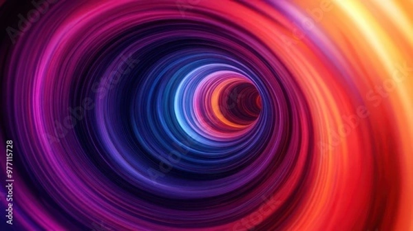 Obraz Abstract swirling tunnel with vibrant gradients, top view, representing a flow of energy, futuristic tone, Analogous Color Scheme