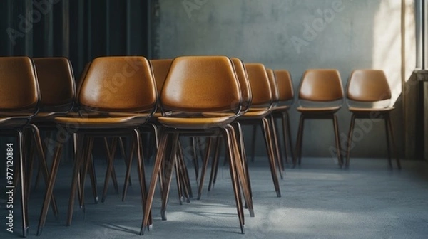 Fototapeta Stackable chairs with modern design,
