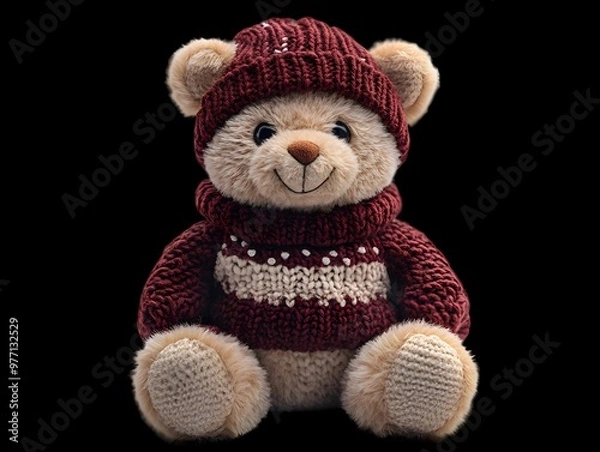Fototapeta Stuffed Bear in Sweater and Hat