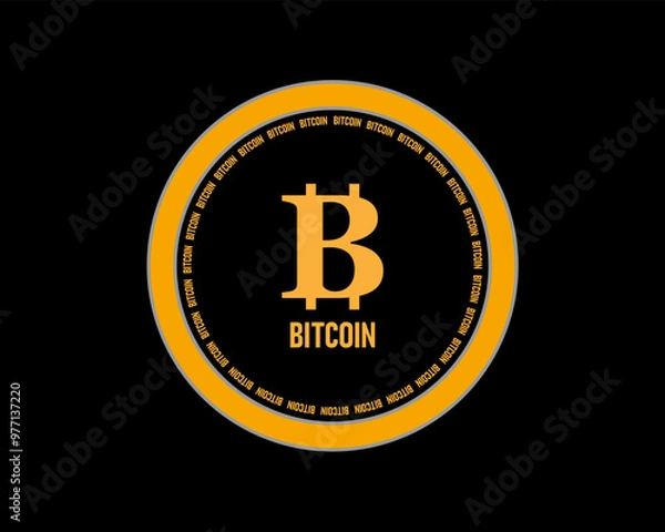 Obraz Bitcoin logo on a black background