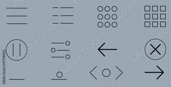 Fototapeta Hamburger menu icon set. Website navigation buttons. User interface design elements. Vector illustration.