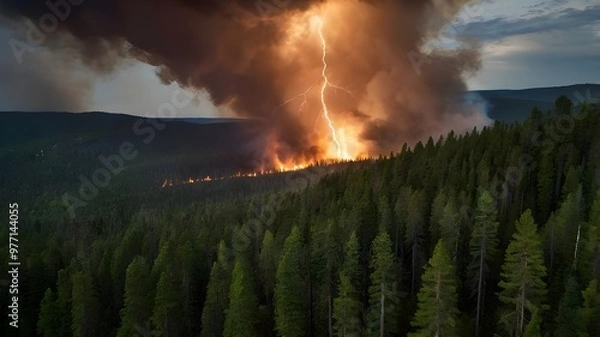 Obraz burning fire in the forest