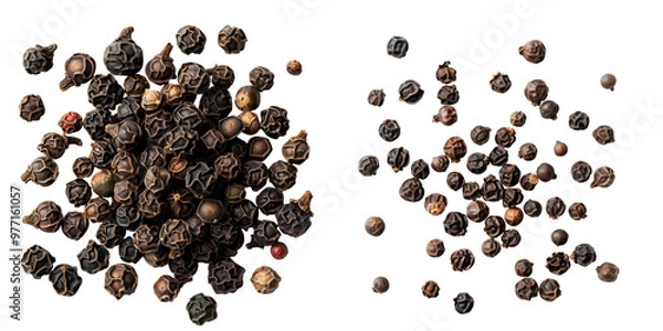 Obraz Scattered black peppercorns on isolated transparent background