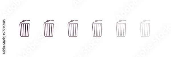 Fototapeta bin outline icon. Linear vector from cleaning concept. 6 different line style bin icon included thin, light, regular, medium, bold, black