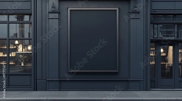 Obraz Mockup blank board modern placard rectangle advertising in wall building for information