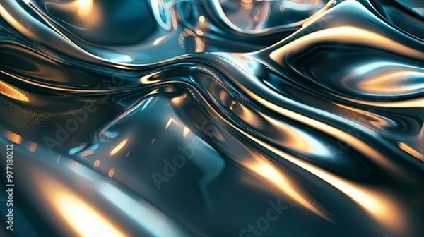 Fototapeta Dynamic abstract patterns with metallic sheen.