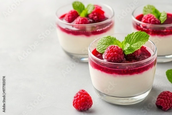 Obraz Raspberry Dessert in Glass