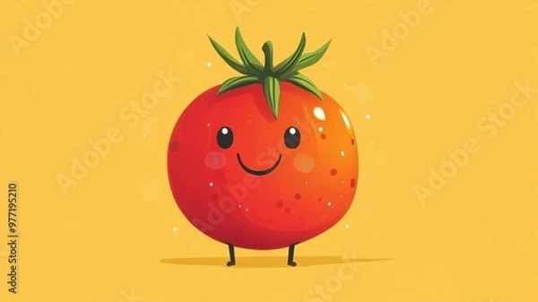 Fototapeta Whimsical tomato character in a cartoon style with exaggerated, playful features.