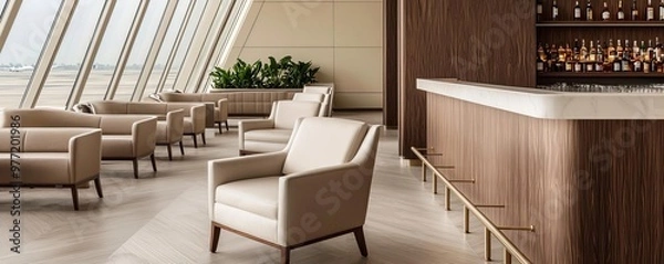 Obraz Luxury airport lounge scene with an emphasis on modern furniture