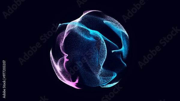 Fototapeta Sphere with connecting points. Global Connection Technology. The accumulation of information. 3D rendering.