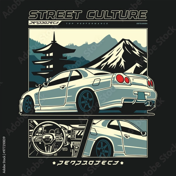 Fototapeta car design illustration, street culture