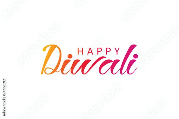Obraz Happy Diwali text vector art, Happy Diwali text design, Happy Diwali cursive font design, Diwali Festival vector, Deepavali design