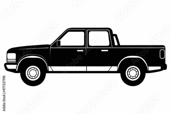 Obraz 
Pickup silhouette, pickup graphic vector, pickup truck black icon isolated on white background