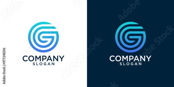 Fototapeta abstract letter g logo template. icon for technology, modern, simple with business card	