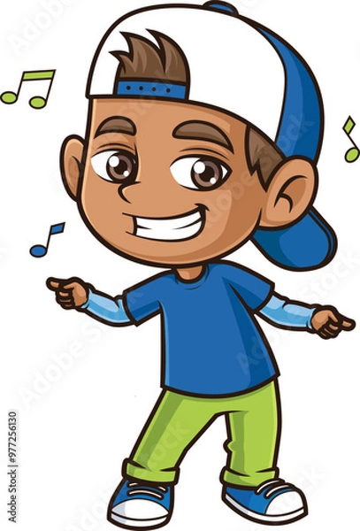 Obraz Cartoon hispanic boy dancing vector illustration
